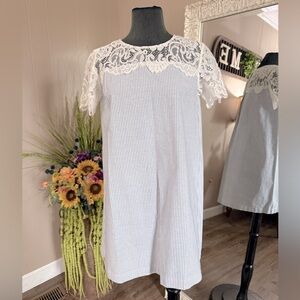 Hayden • Preppy Cotton and Lace Striped Mini Dress